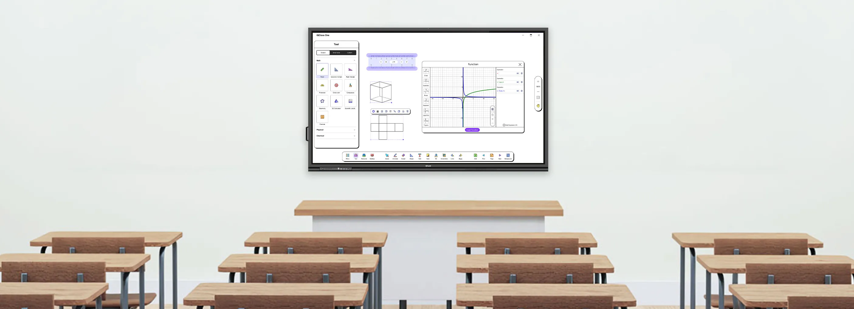 classroom display shows IQClassone software