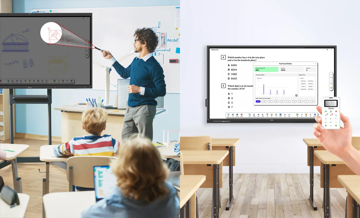 IQTouch QA1300Pro has a swipe up blackboard for annotation anytime in both Windows and Android channel